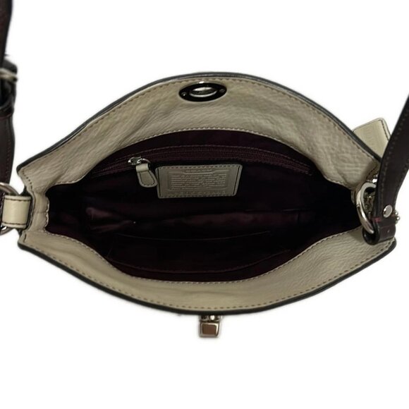 COACH Hamptons Weekend Shoulder 8A43 Cream Dark Brown Leather - - Picture 6 of 8